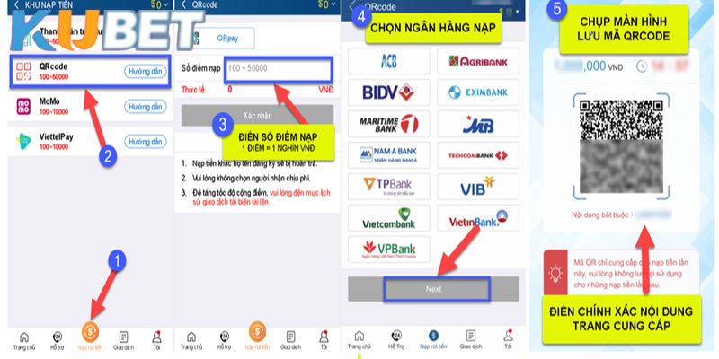 Nạp rút tiền Kubet an toàn nhanh gọn chỉ vài phút năm 2024 3 Hội viên cần nhập thông tin nạp rút tiền Kubet chính xác 100%